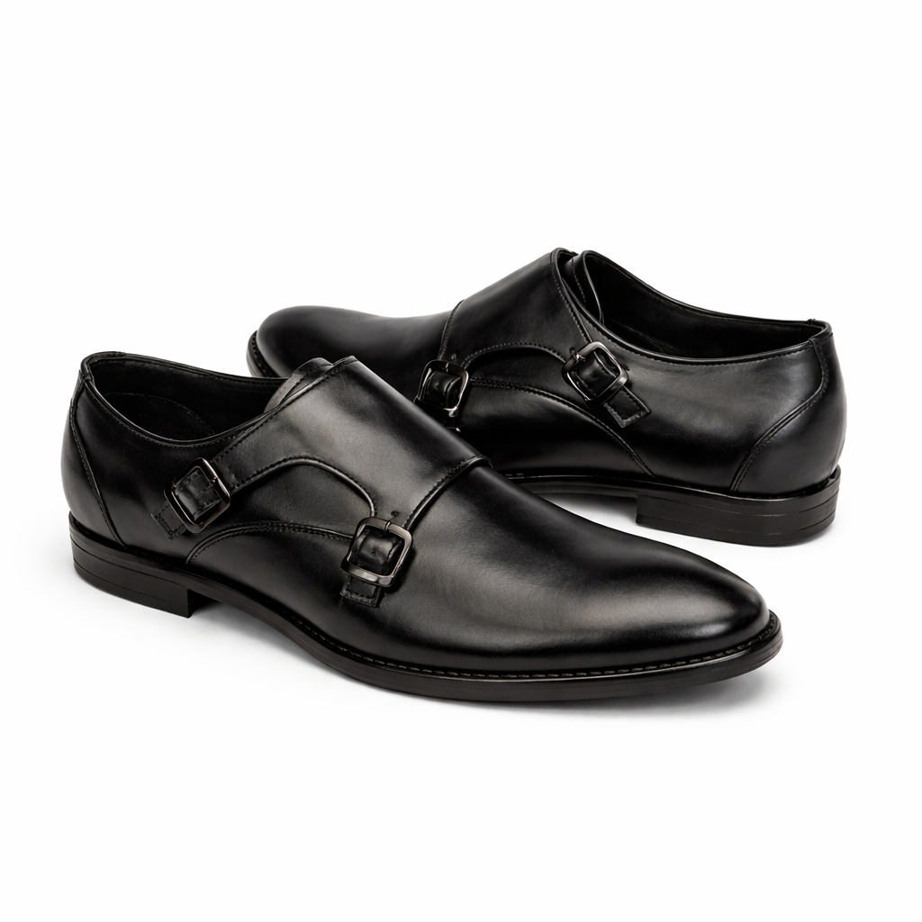 Premium Black Double Monk Strap Formal Shoes